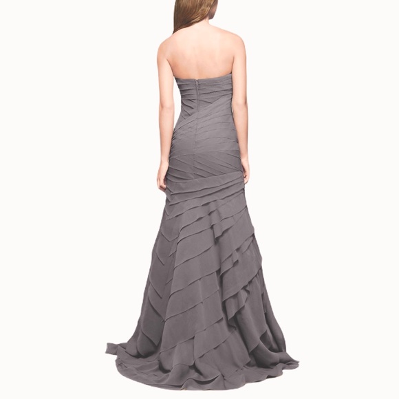 White by Vera Wang Dresses & Skirts - White by Vera Wang Layered Chiffon Train Dress 6